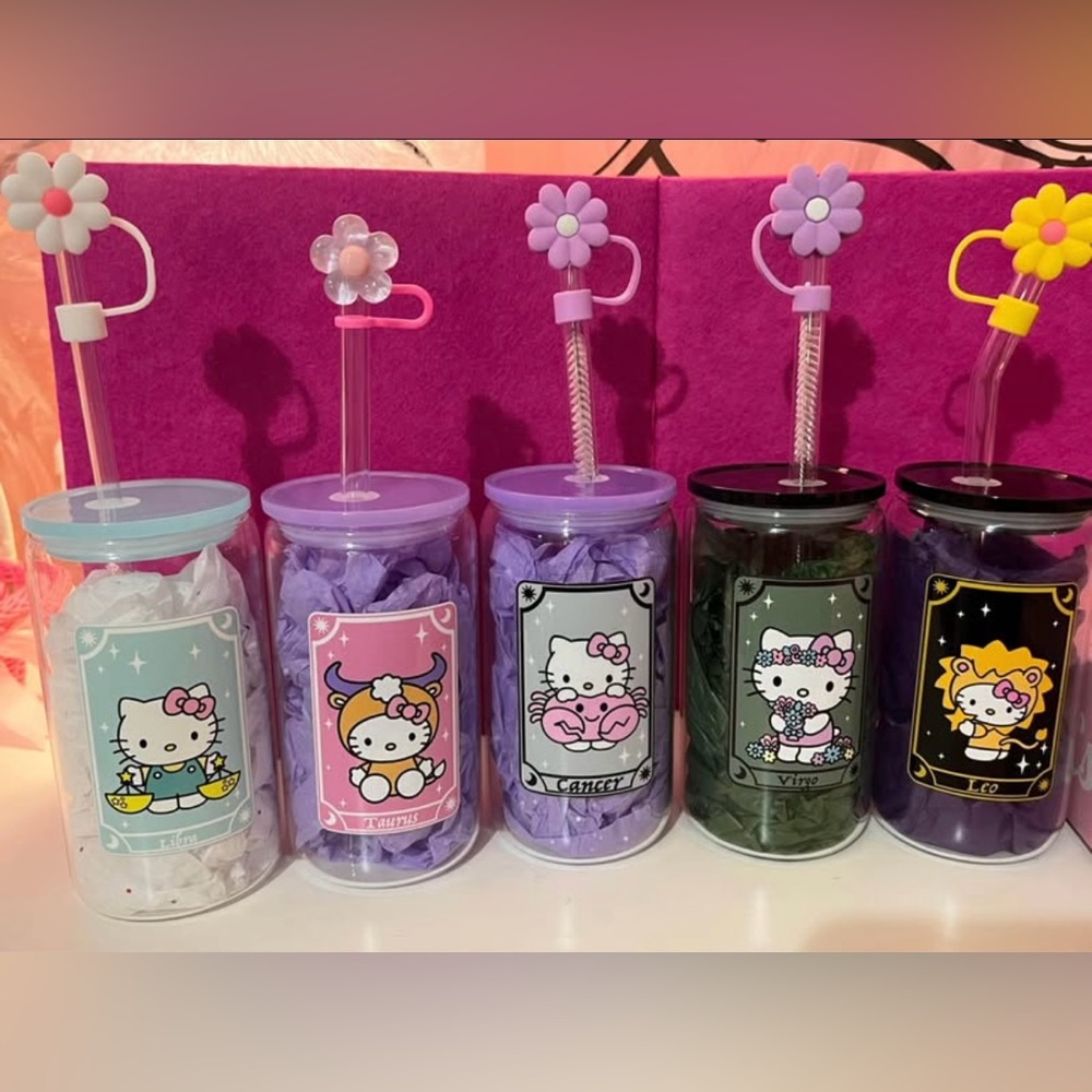 Hello Kitty Zodiac Glass Tumbler (Made to Order Any Sign)